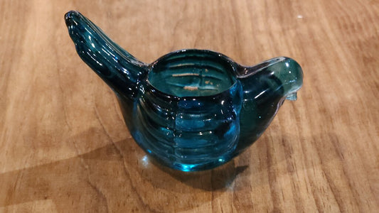 Blue Glass Bird Tealight Holder