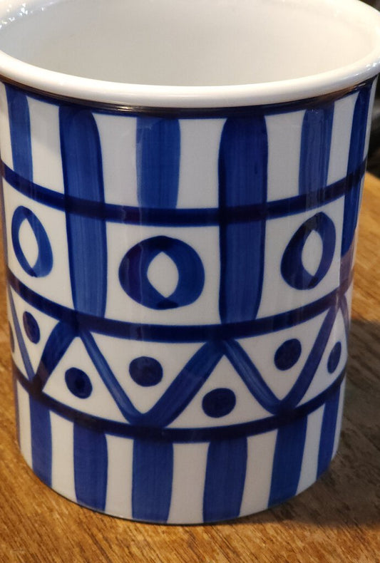 Blue & White Dansk Abstract Ceramic Canister