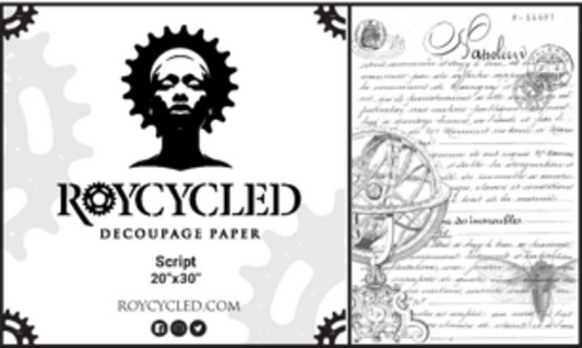 Roycycled 13 Script Decoupage Paper