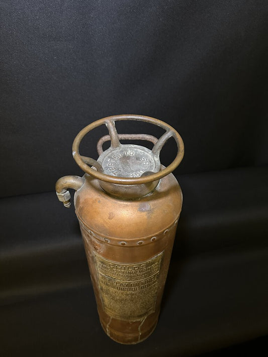 Vintage Brass Fire Extinguisher - O J Childs Brand Picked in Meridian, MS 24x7x7in 14lb 10oz $125