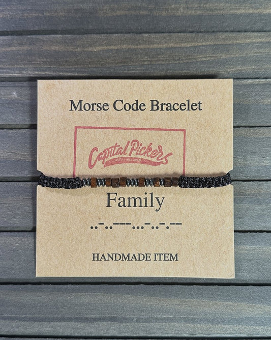 Morse Code Bracelet - Family One Size Fits All - Adjustable 3.5 x 3.5 .1oz $15