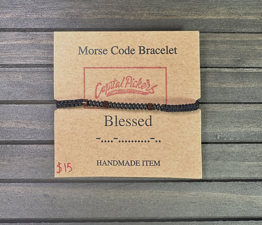 Morse Code Bracelet - Blessed One Size Fits All - Adjustable 3.5 x 3.5 .1oz $15