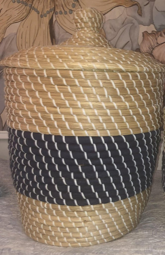Large Seagrass Hamper Basket W/Lid