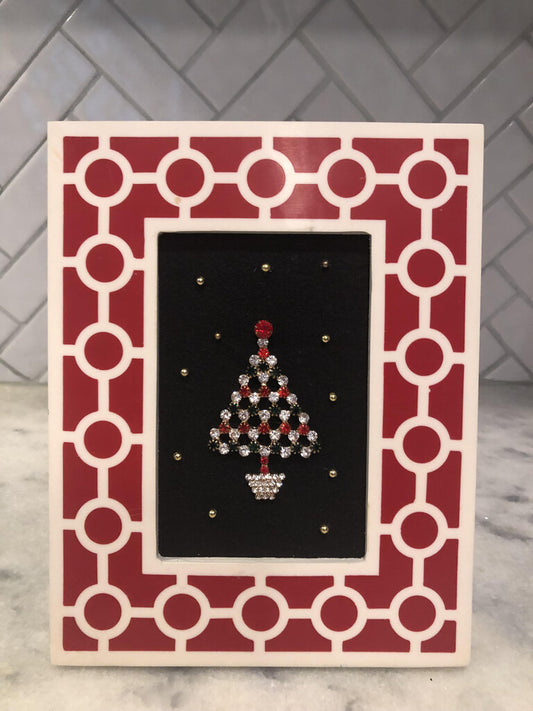 Rubies And Diamonds Christmas Tree In Red Frame