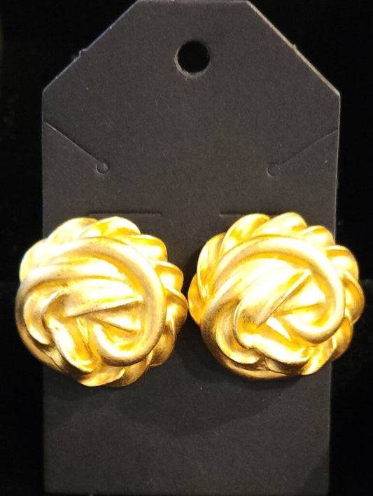 Gold-Tone Pierced Floral Earrings