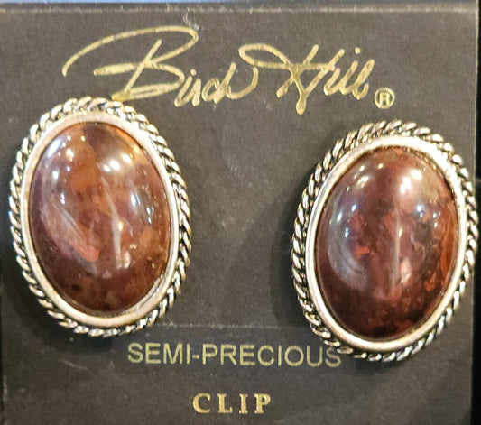 Semi Precious Stone Clip-On Earrings