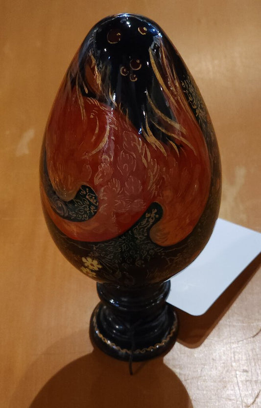 Russian Hand Painted Lacquer Wooden Egg "Fire-Bird"