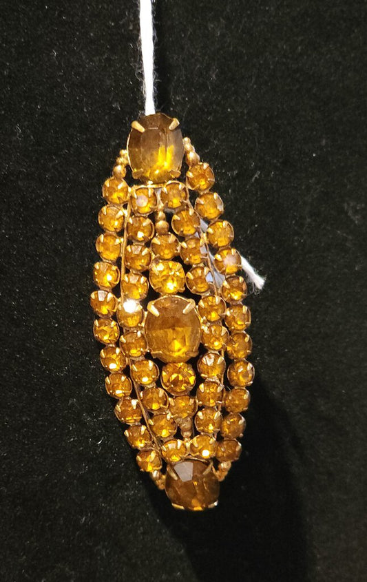 Antique Amber-Colored Gemstone Brooch (Pin)