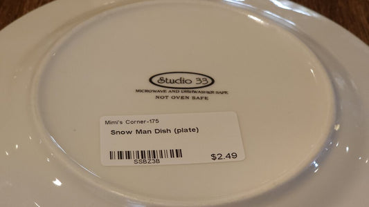 Snow Man Playing The Cello With Red Wrens 7.5" Salad Plate