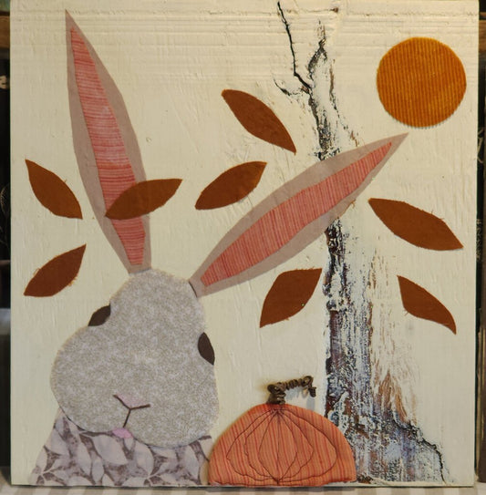 Fall Theme Mixed Media Rabbit Collage