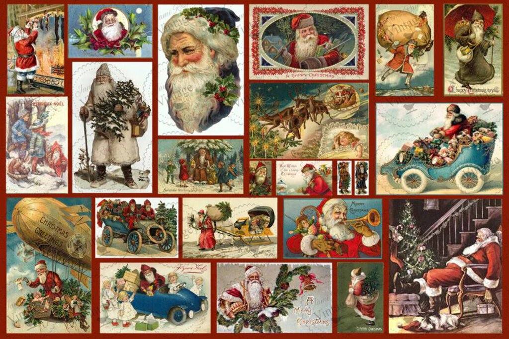 JRV Santa Postcards Decoupage Paper