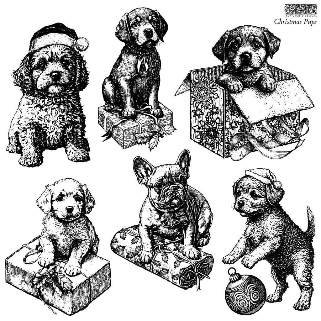 IOD Christmas Pups 12x12 Stamps