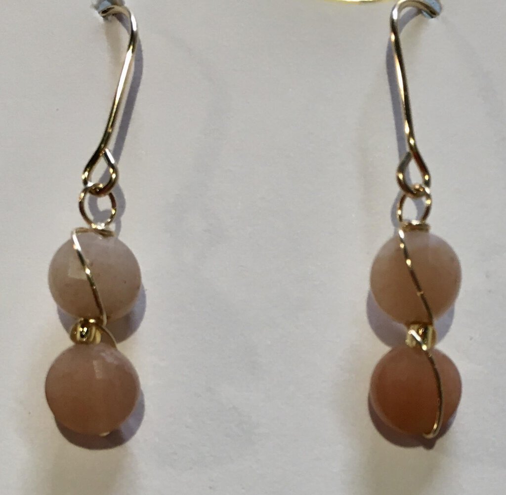 Peach Moonstone & Sunstone, 12kt Gold-Filled Earrings