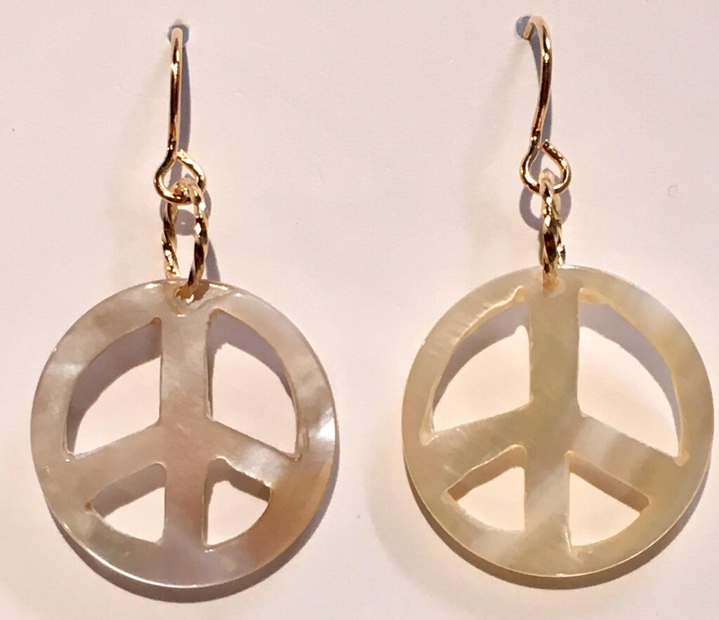 Mother Of Pearl Peace Earrings - 20mm